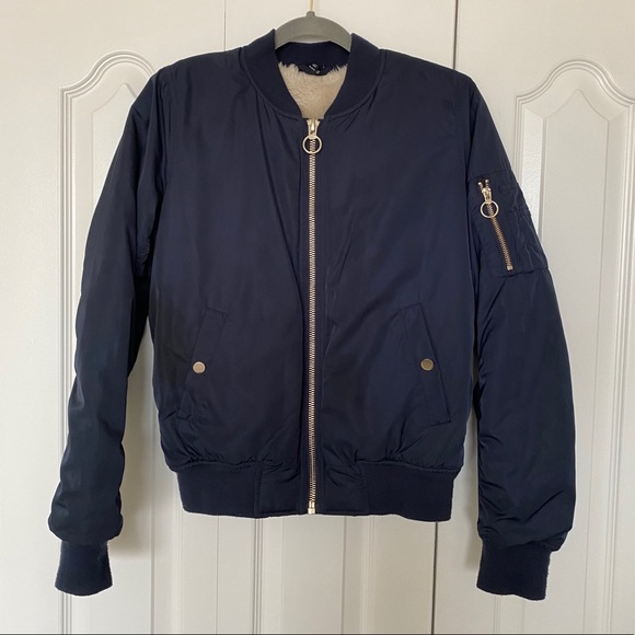 Topshop Jackets Coats Topshop Navy Bomber Jacket Poshmark